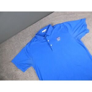 Peter Millar Mens Memphis Tigers Polo Shirt Blue Cotton Short Sleeve Size L